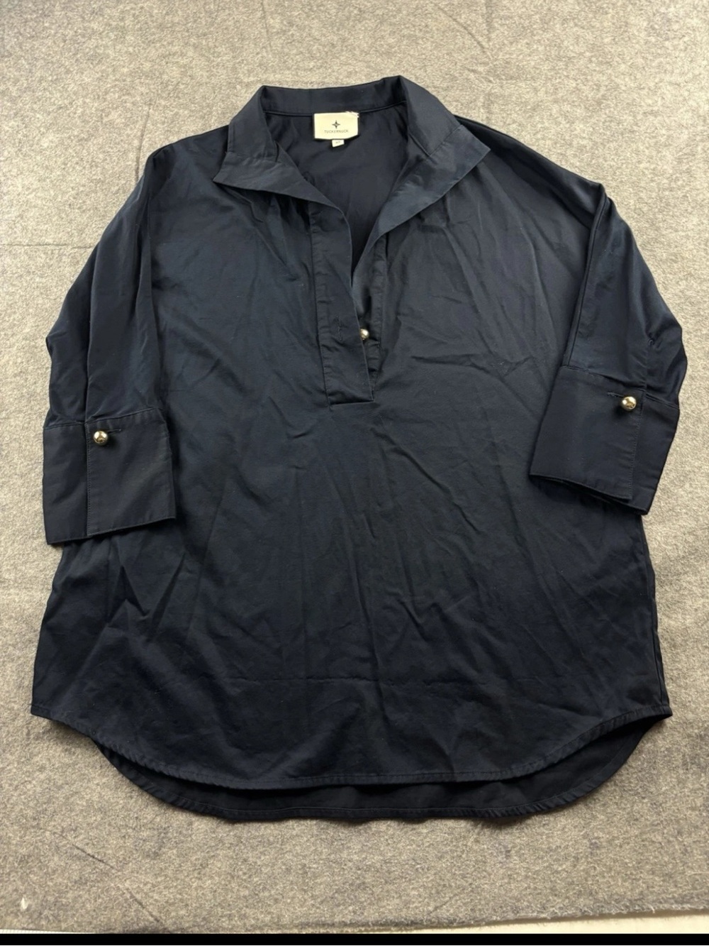 Tuckernuck Navy Popover Button-Tab Shirt